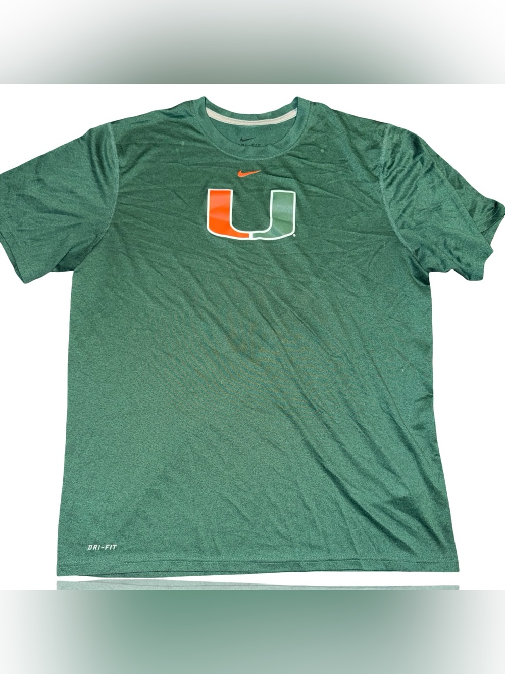 Nike Dri-FIT Miami Hurricanes U Logo T-Shirt Mens Medium Heather Green